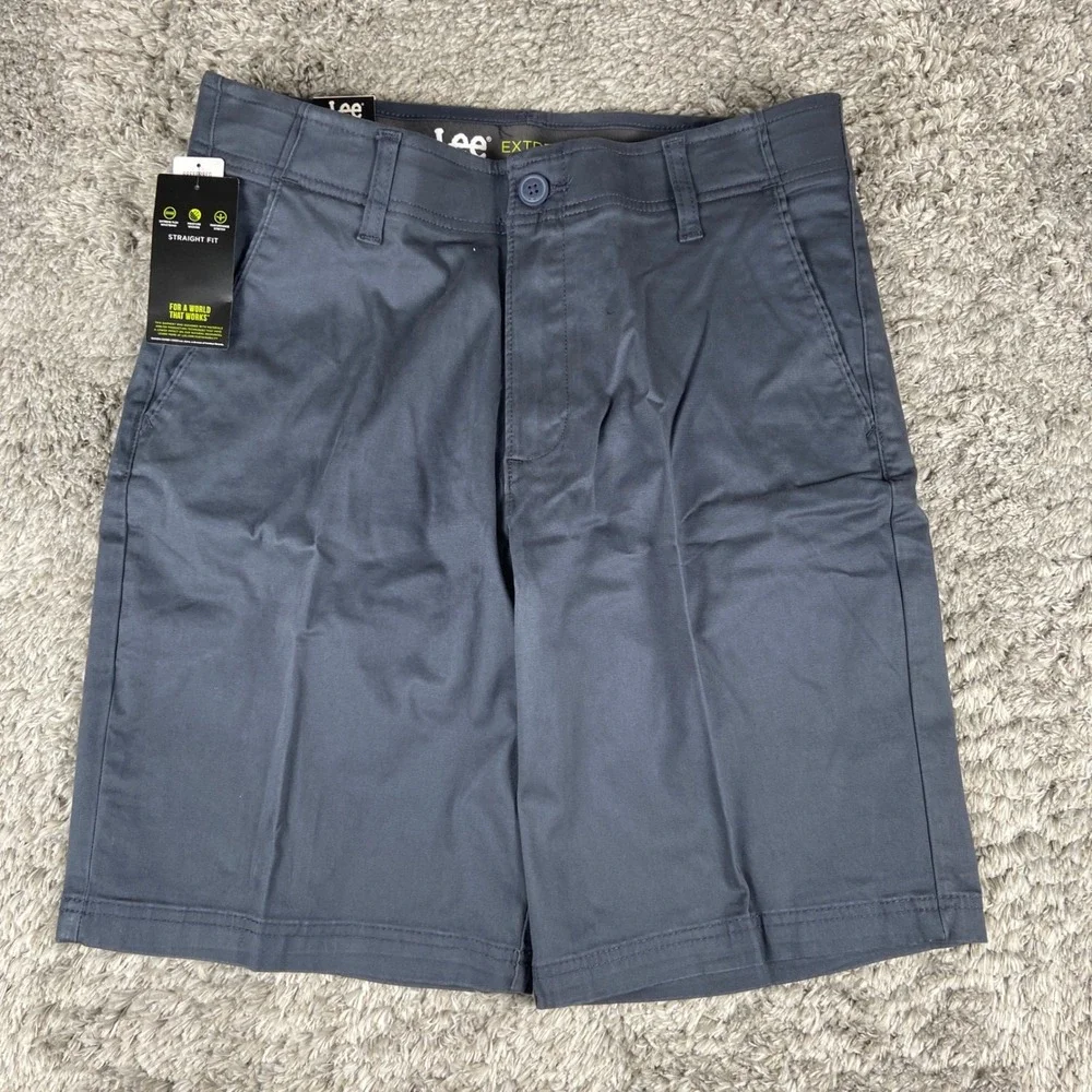 Lee Extreme Motion Shorts Mens 32 Navy Straight Fit Performance Stretch Work 10